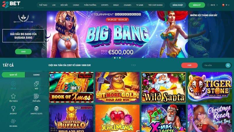 22BET | Sòng bạc đăng ký tặng tiền trải nghiệm