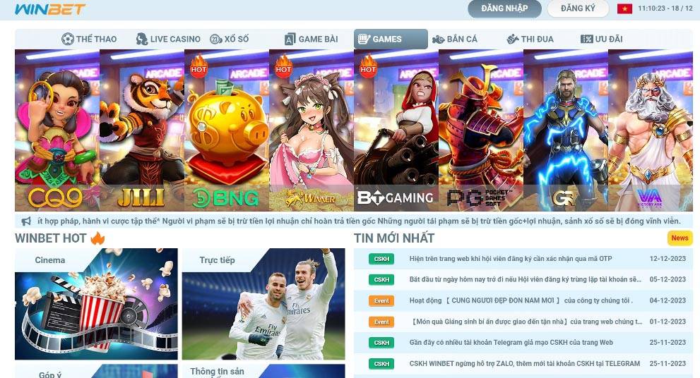 Hướng dẫn đặt cược Slot Games online của WINBET