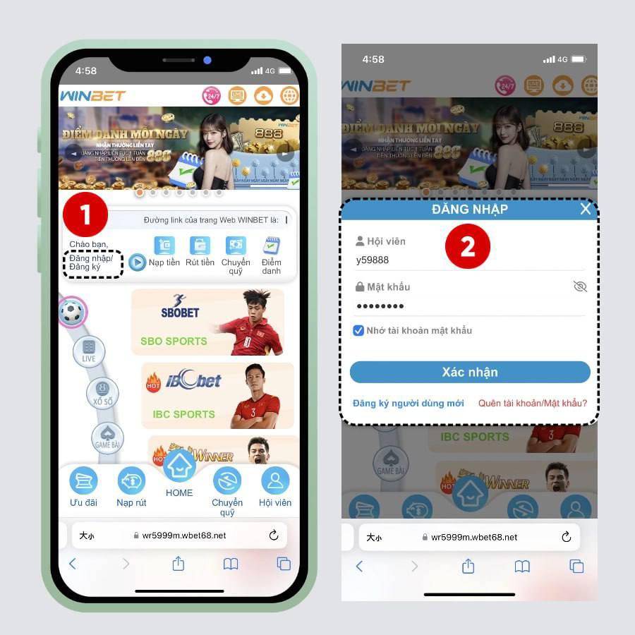 Hướng dẫn và các bước đăng nhập vào Winbet